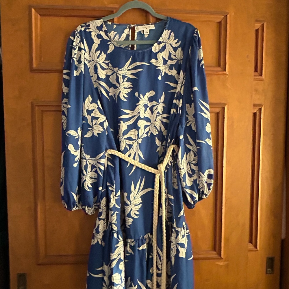 Alexis Blue and White Floral Long Sleeve Dress